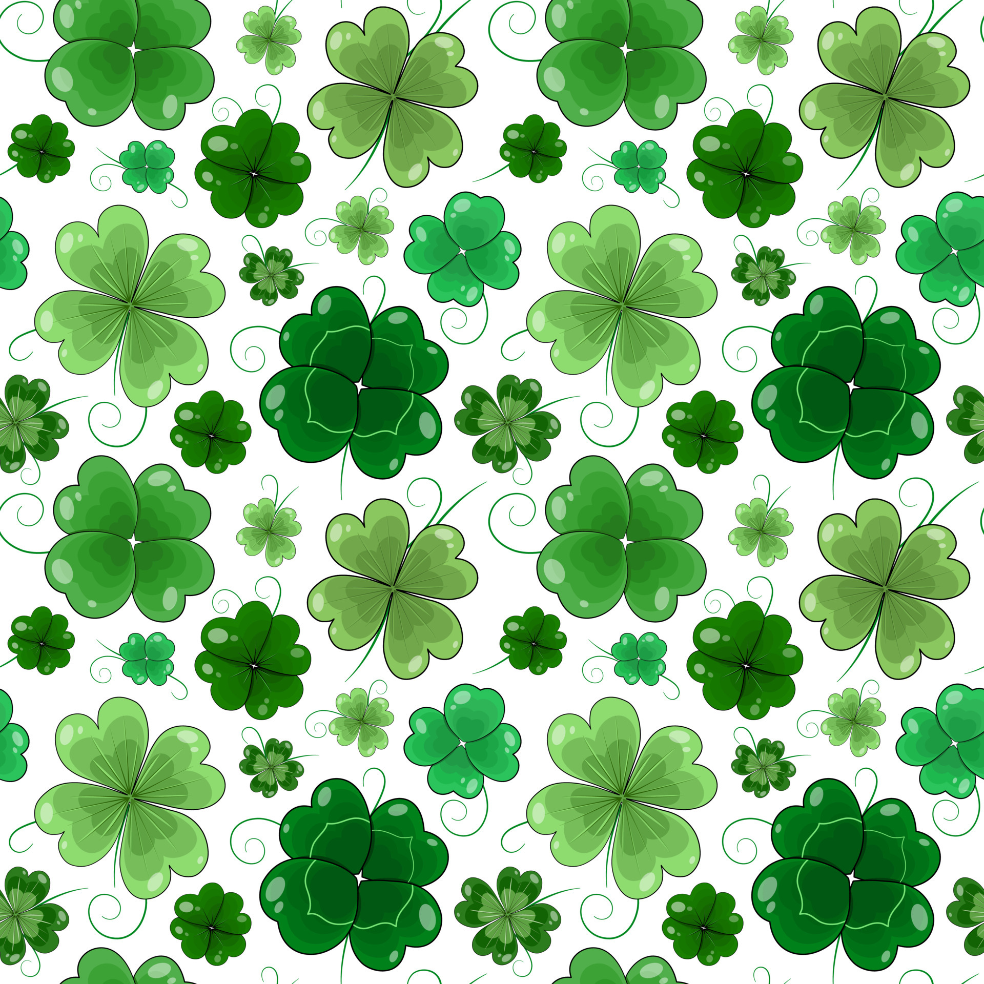Clover seamless pattern. Shamrock digital paper. Cute bulky green