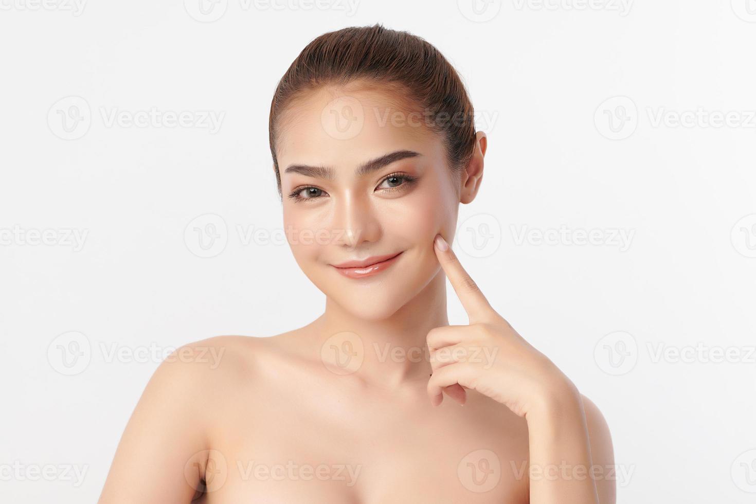 Beautiful young asian woman with clean fresh skin on white background, Face care, Facial treatment, Cosmetology, beauty and spa, Asian women portrait. photo