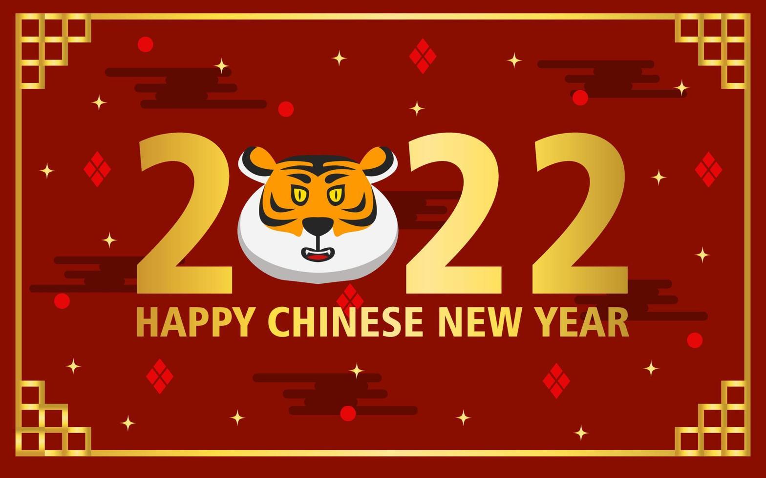 Chinese new year 2022 greeting background design in red color. vector