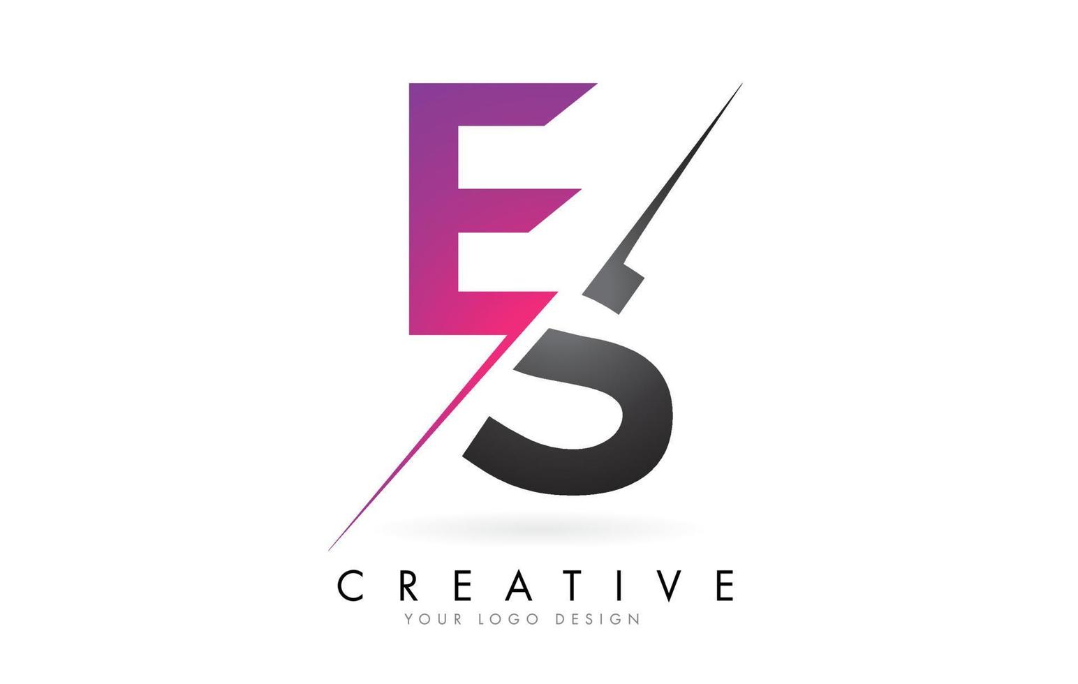 logo de letra es es con diseño de bloques de color y corte creativo. vector