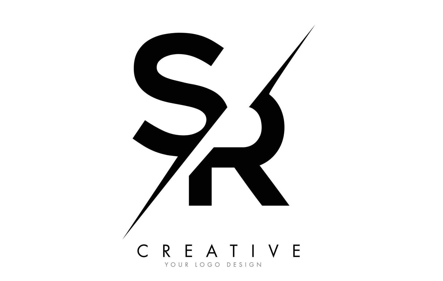 SR S R Letter Logo Design with a Creative Cut. vector