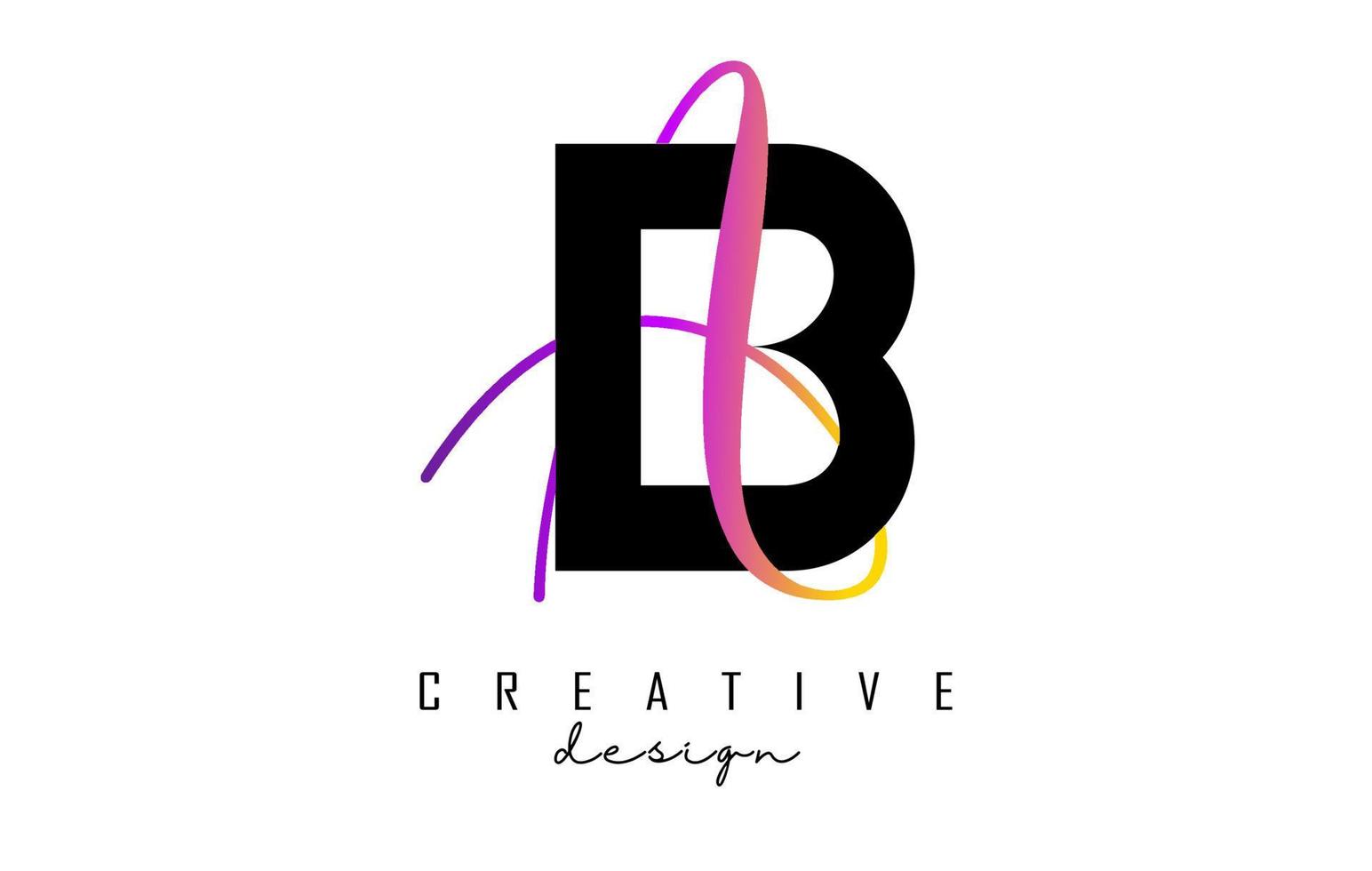 Letters BA Logo with two colors design. Letters B and A with geometric and handwritten typography. vector