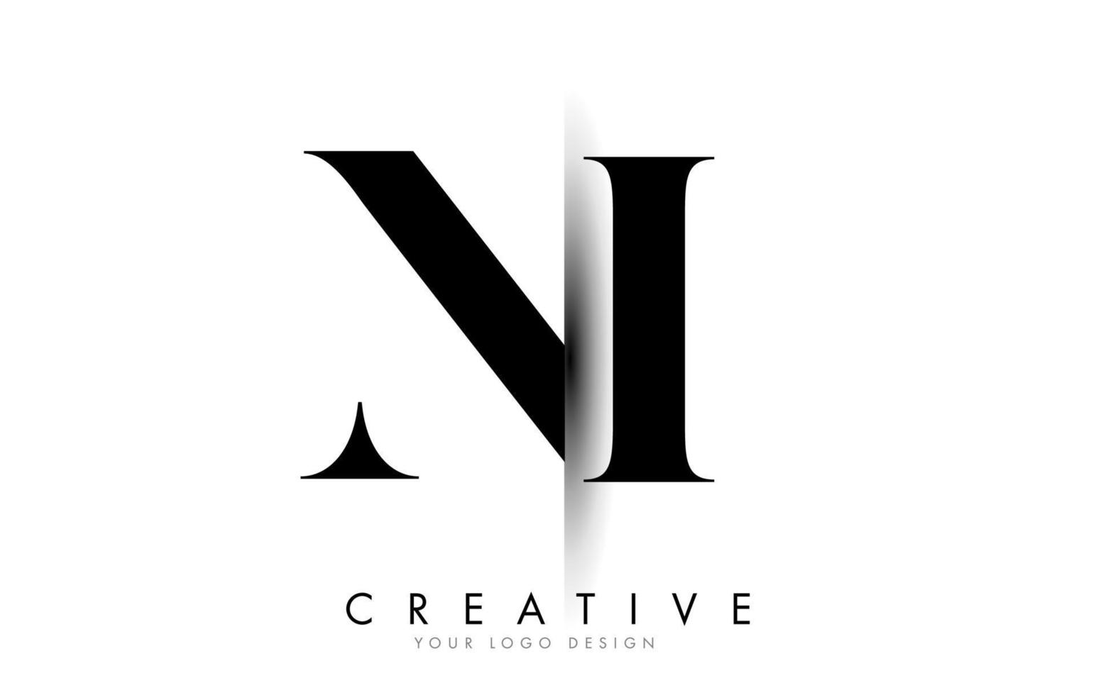 NI N I Letter Logo with Creative Shadow Cut Design. vector