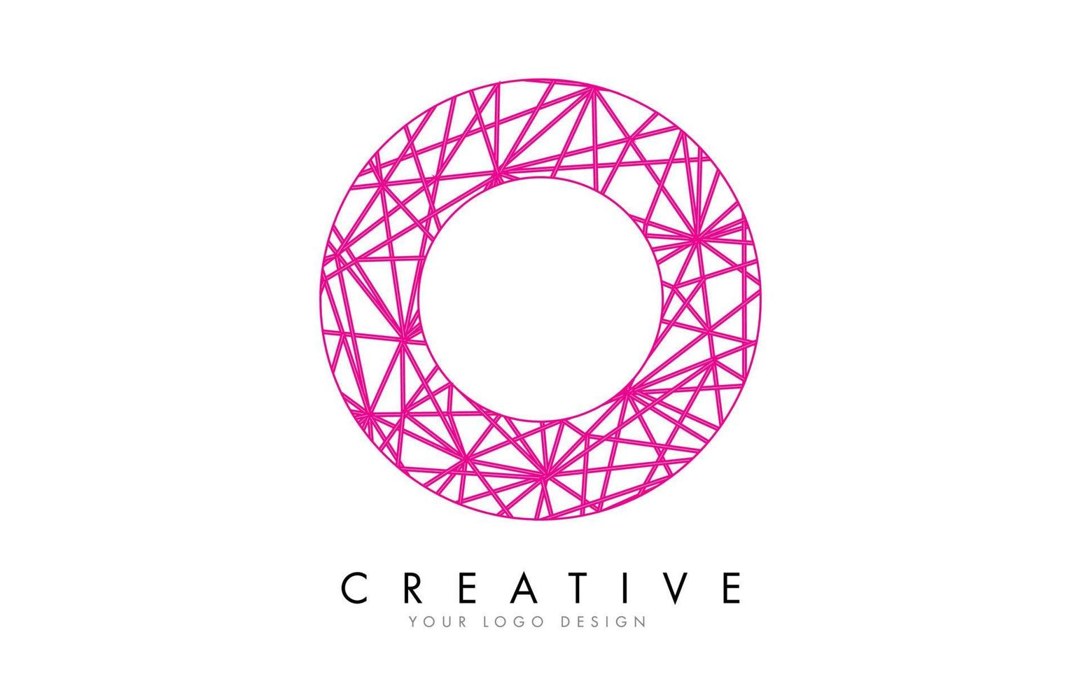 Sketched stylized Letter O with different Pink Lines Pattern Design. vector