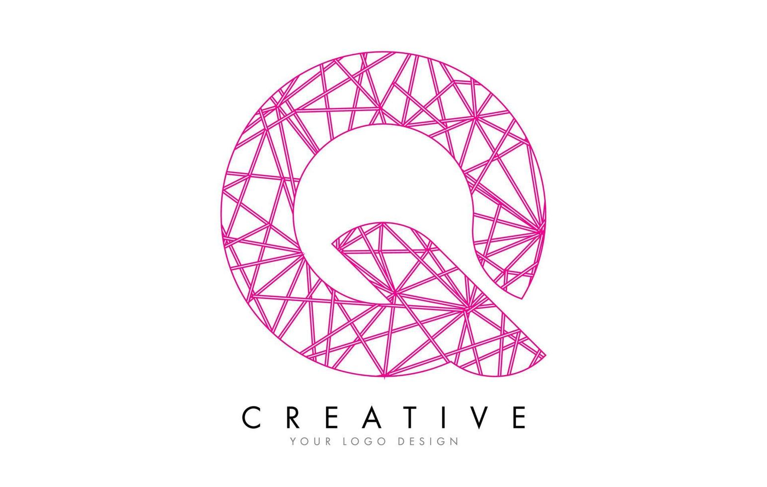 Sketched stylized Letter Q with different Pink Lines Pattern Design. vector