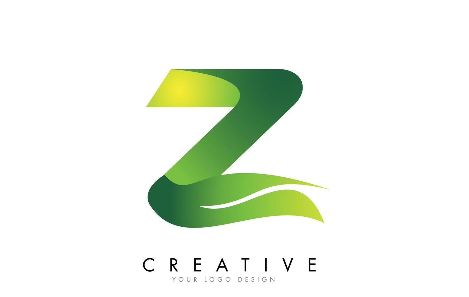 Letter Z with eco leaf concept design. vector