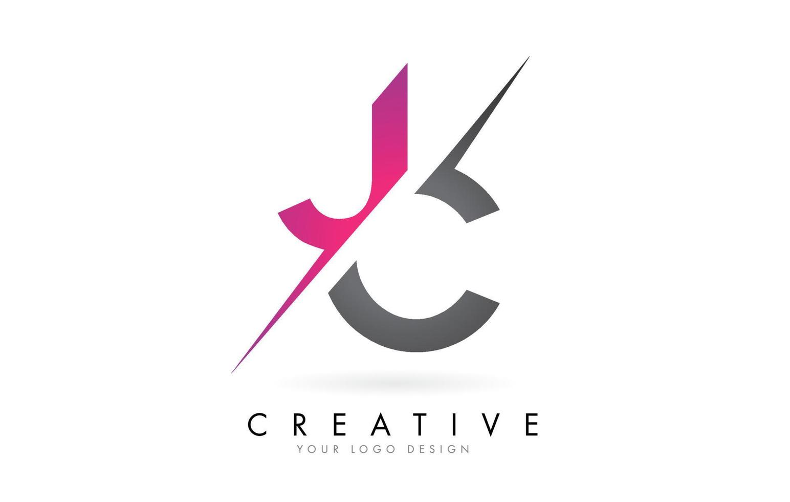 JC J C Letter Logo with Color block Design and Creative Cut. vector
