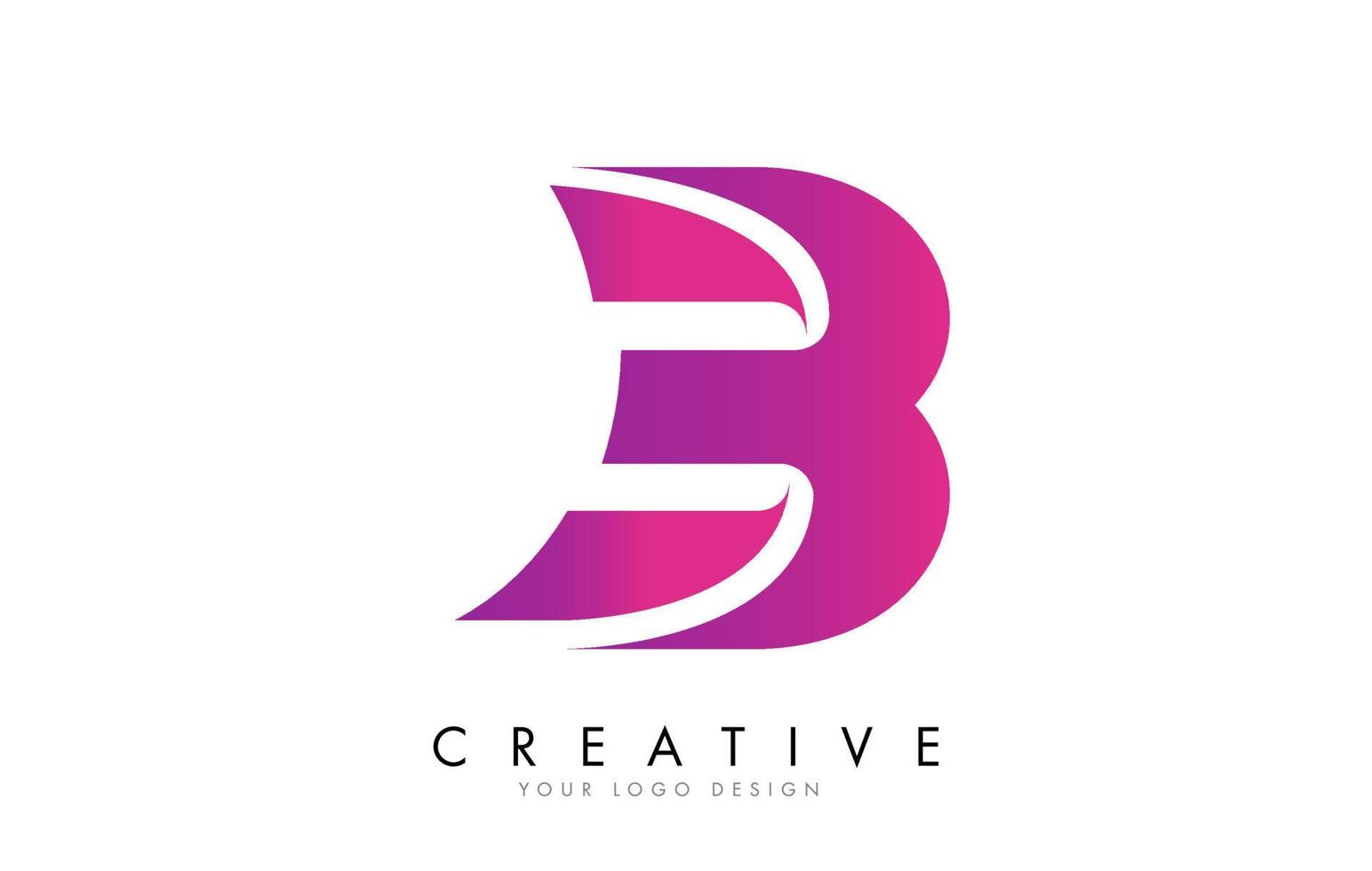 Diseño de logotipo de letra b con efecto de cinta y degradado rosa brillante. vector