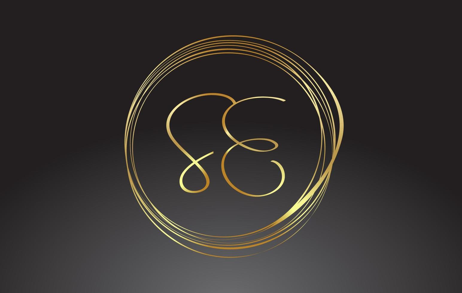 Golden Letters SE S E signature monogram vector logo. Simple SE S E Icon with Circular Pattern.
