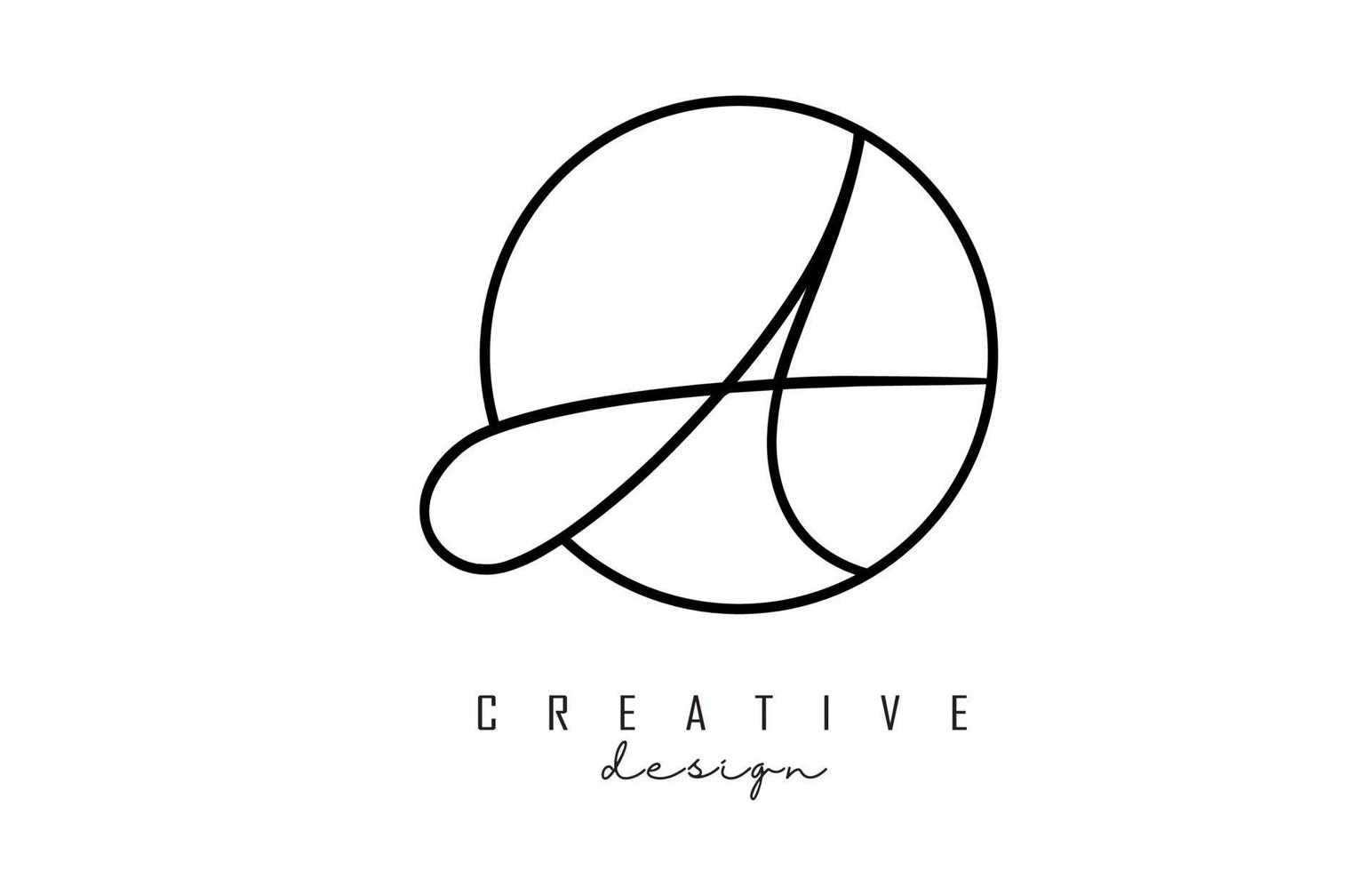 Handwriting letters A logo design with simple circle vector illustration.