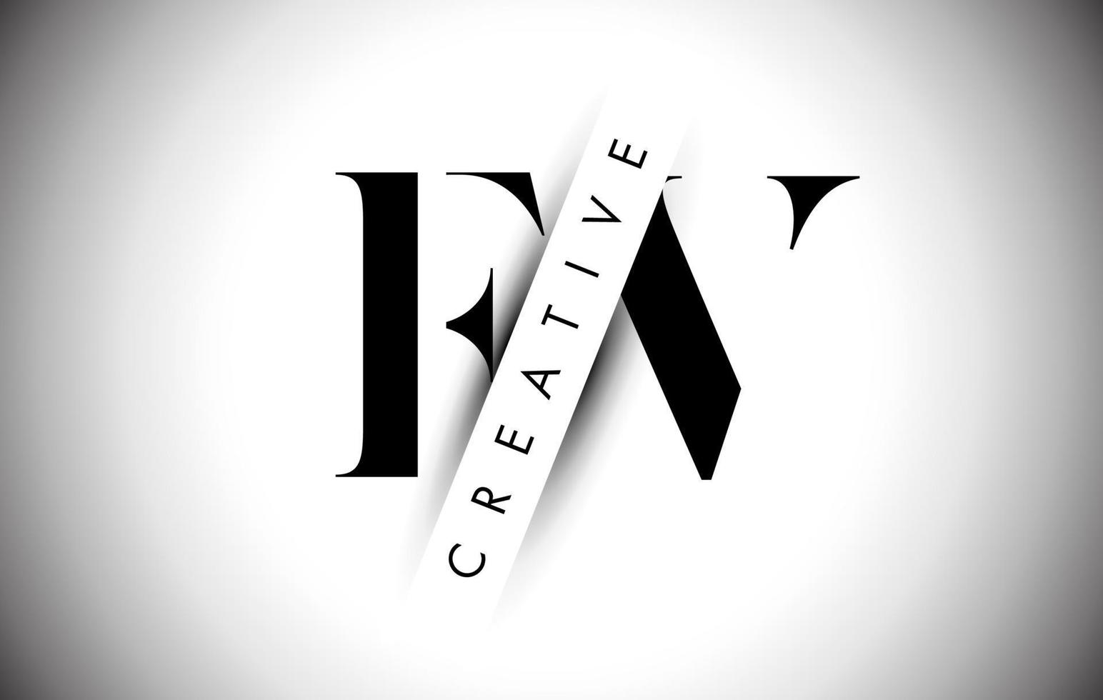 FV F V Letter Logo with Creative Shadow Cut and Over layered Text Design. vector