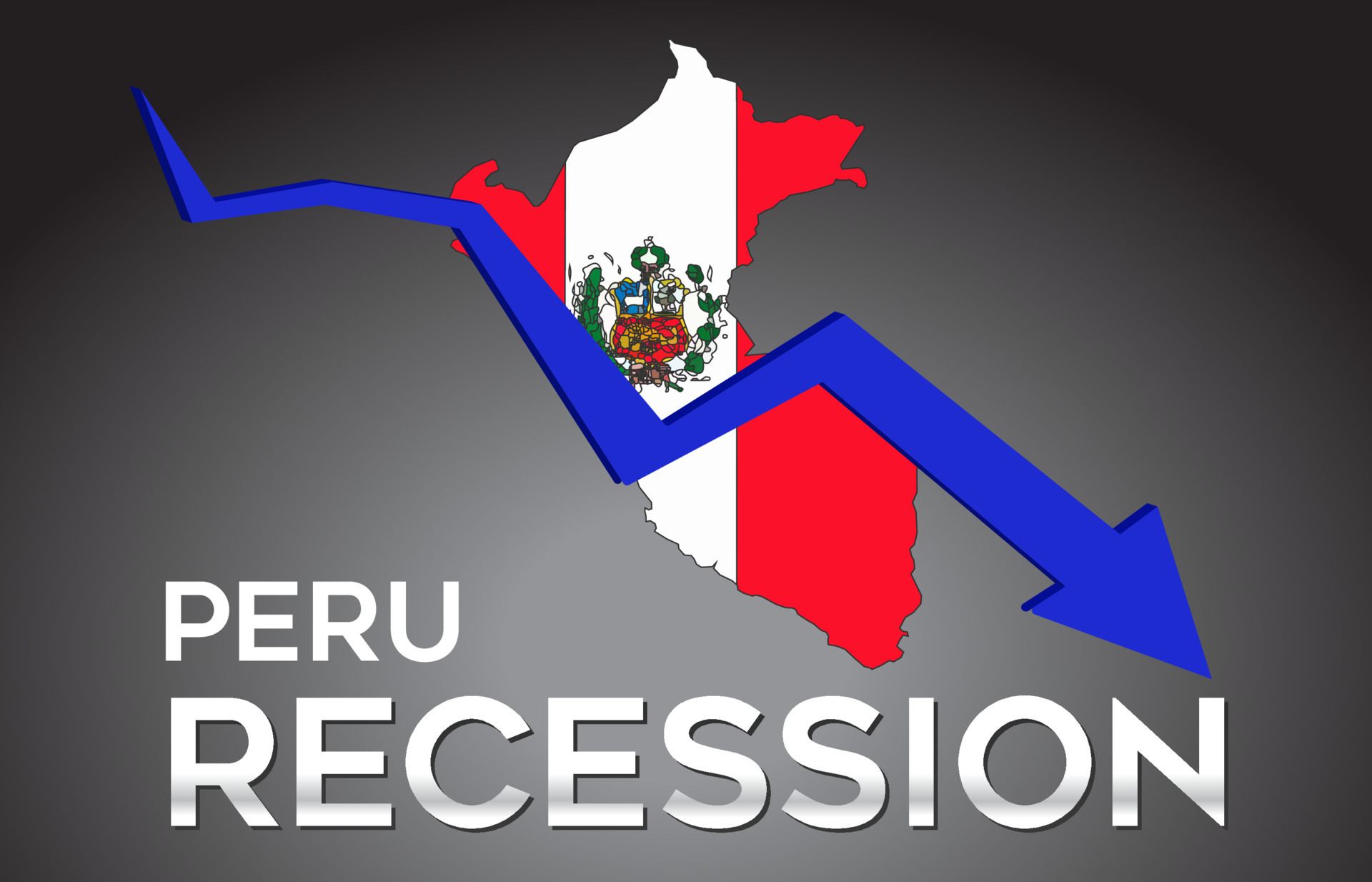 Map of Peru Recession Economic Crisis Creative Concept with Economic