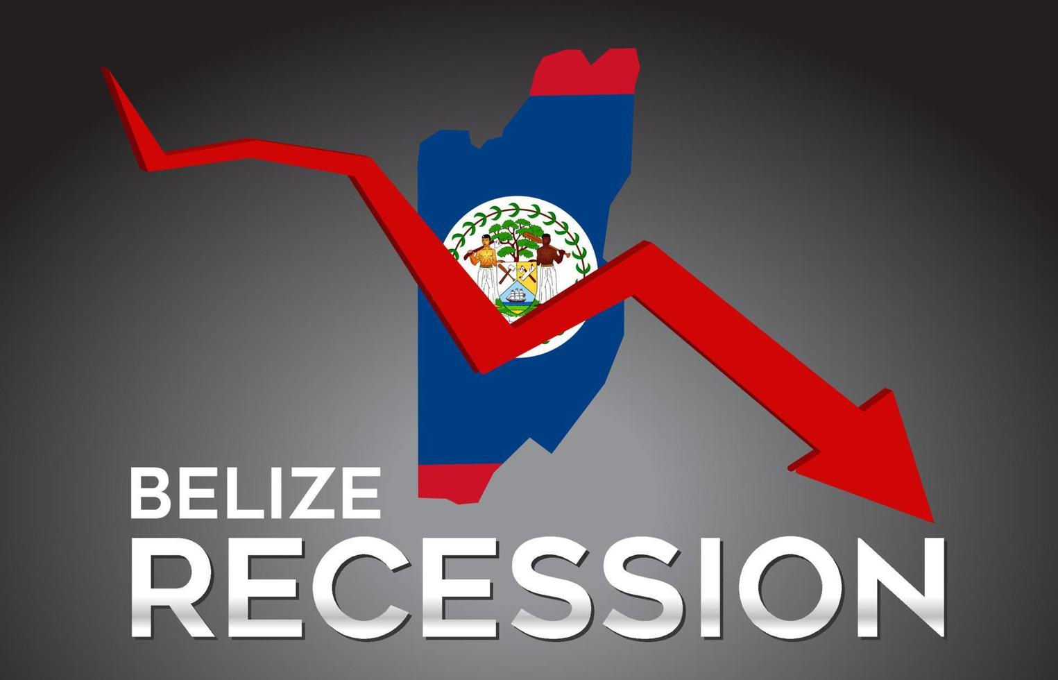 Map of Belize Recession Economic Crisis Creative Concept with Economic Crash Arrow. vector