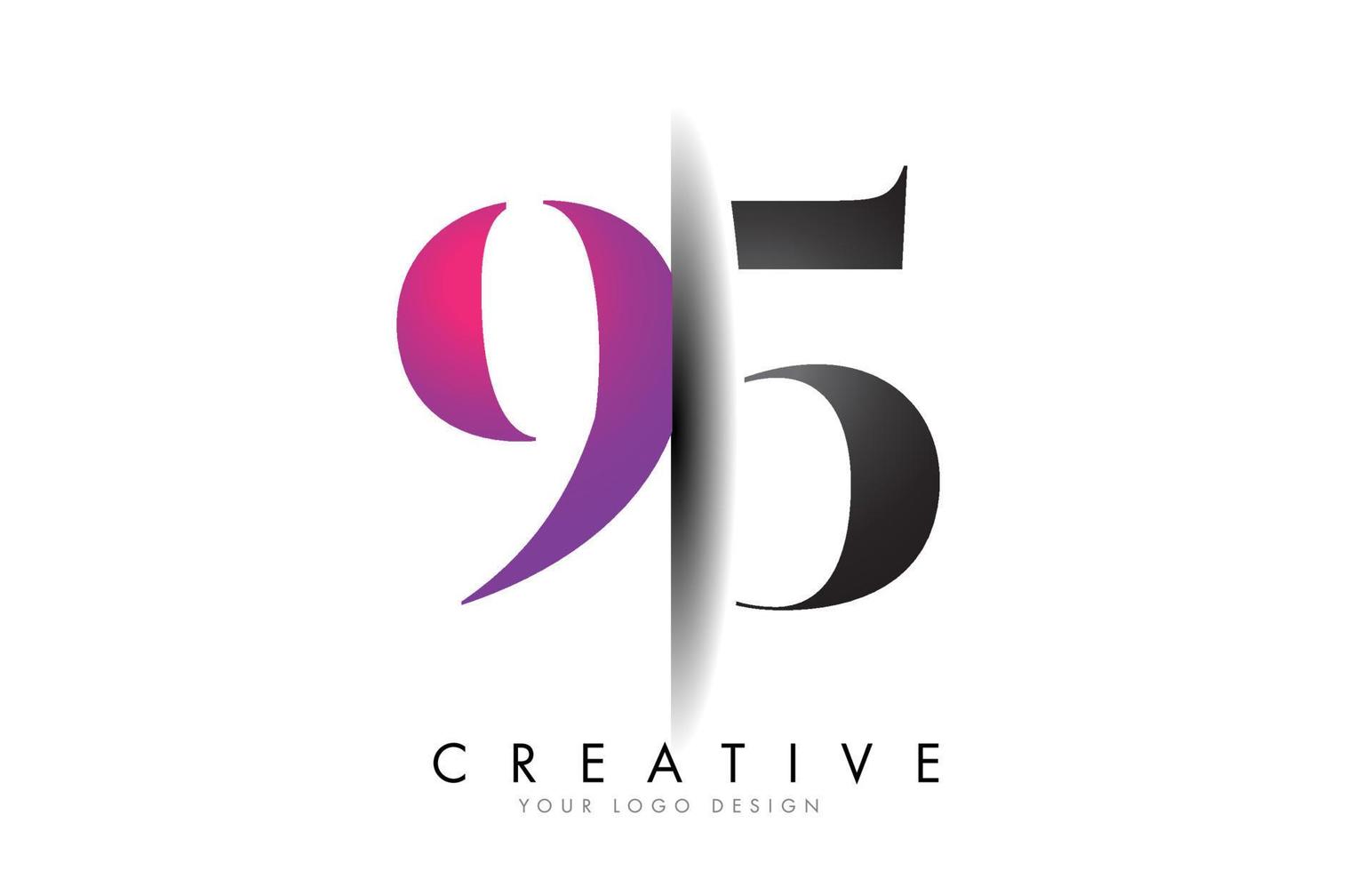 95 9 5 Grey and Pink Number Logo with Creative Shadow Cut Vector. vector