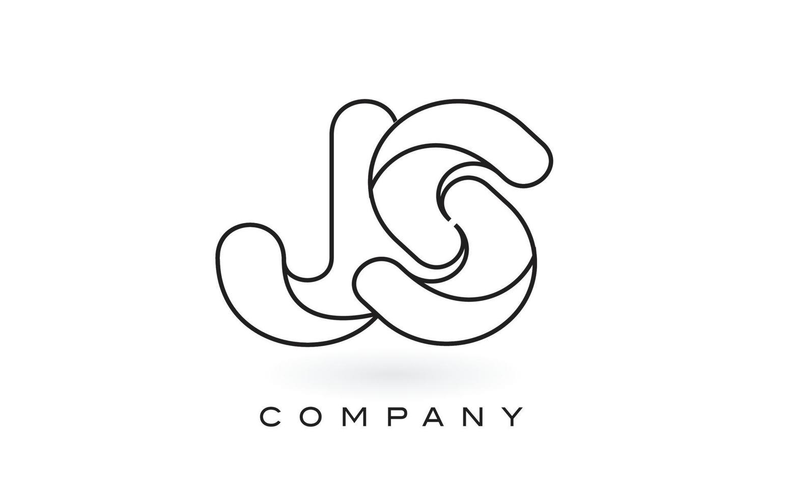 JS Monogram Letter Logo With Thin Black Monogram Outline Contour. Modern Trendy Letter Design Vector. vector