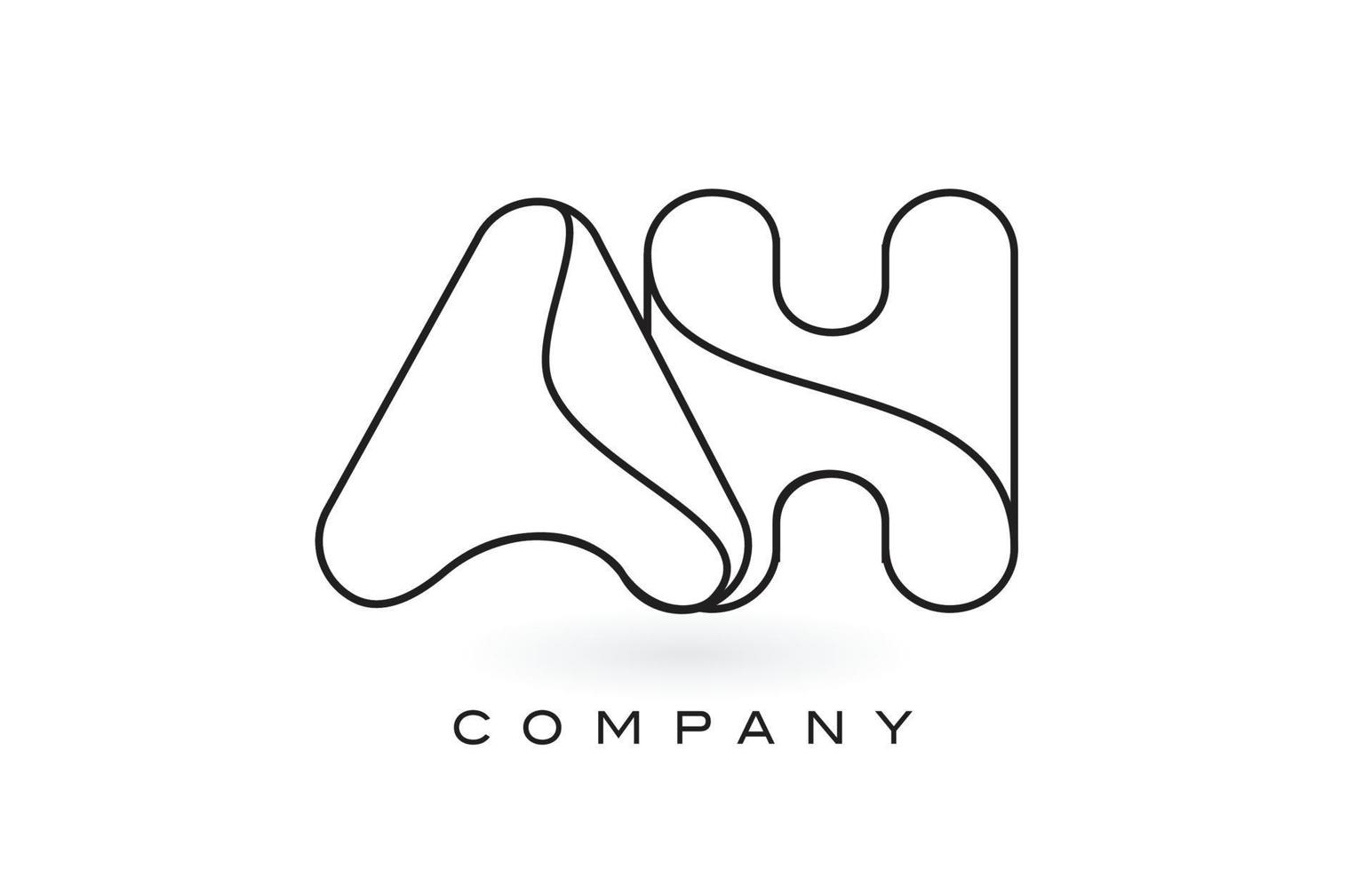AH Monogram Letter Logo With Thin Black Monogram Outline Contour. Modern Trendy Letter Design Vector. vector