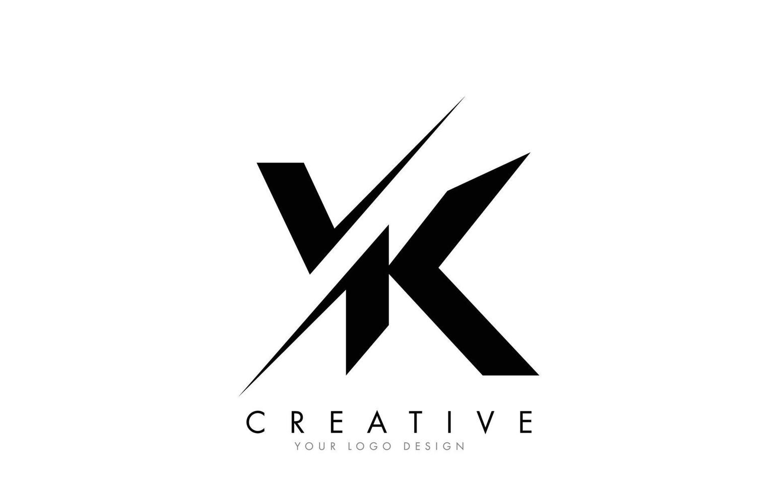 Diseño de logotipo vk vk letter con un corte creativo. vector