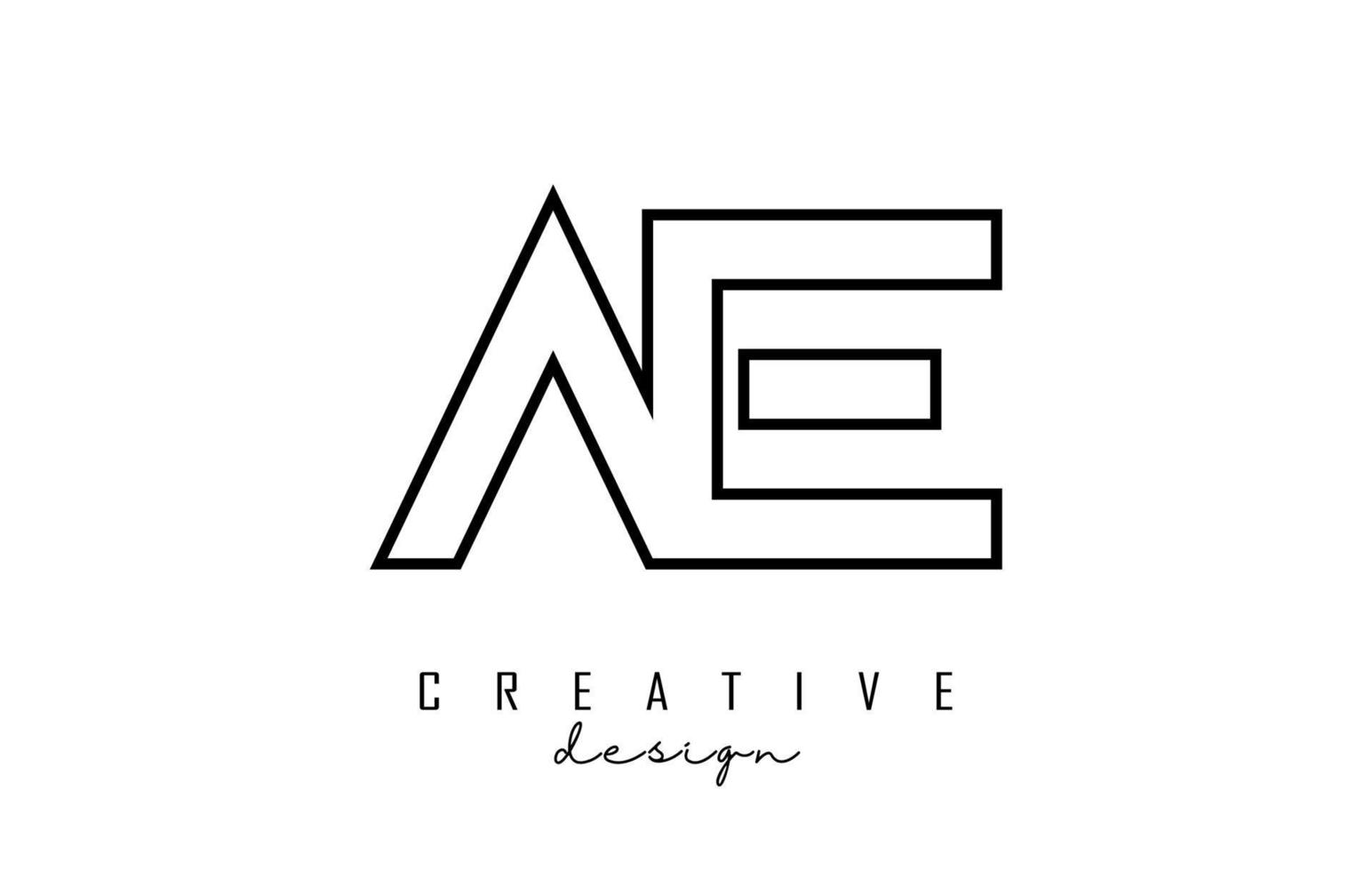 esbozar el logotipo de letras ae con un diseño minimalista. logotipo de letra geométrica. vector