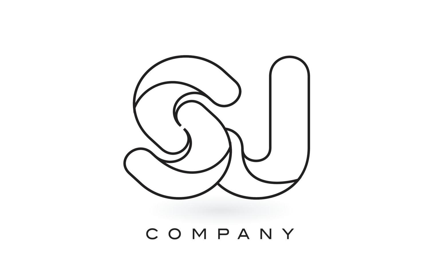SJ Monogram Letter Logo With Thin Black Monogram Outline Contour. Modern Trendy Letter Design Vector. vector