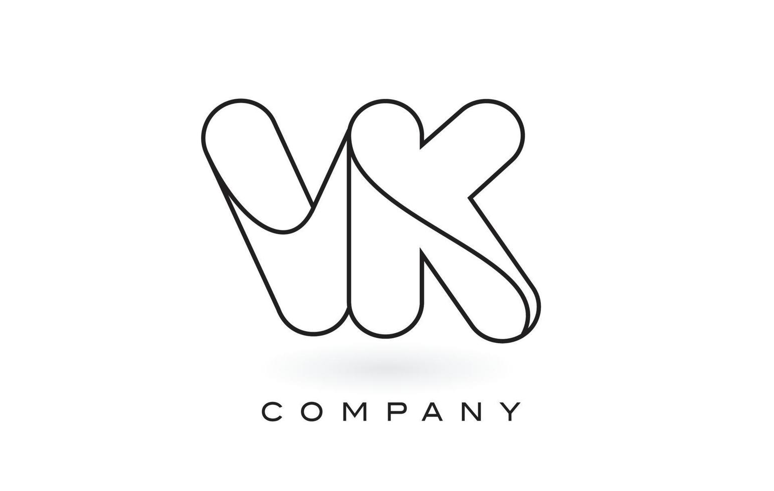 VK Monogram Letter Logo With Thin Black Monogram Outline Contour. Modern Trendy Letter Design Vector. vector