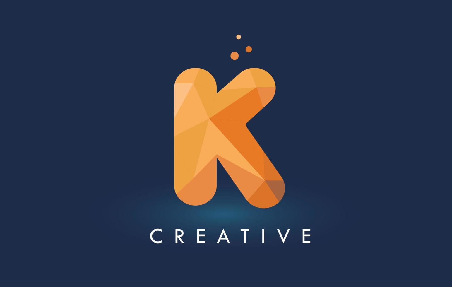 K Letter With Origami Triangles Logo. Creative Yellow Orange Origami Design. vector