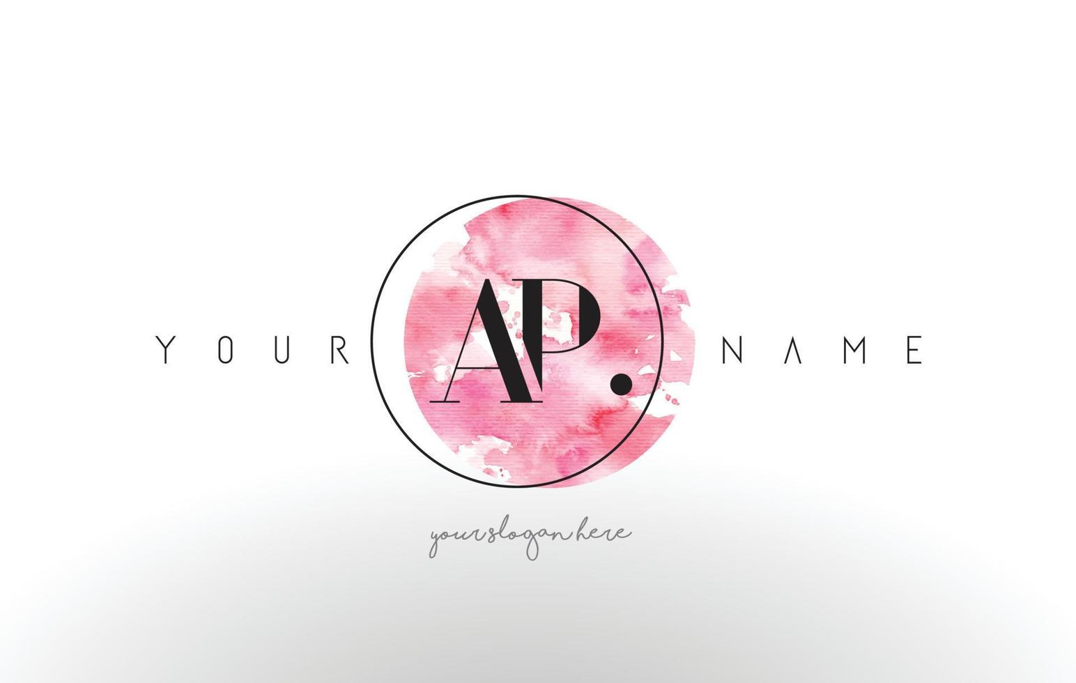 AP Letter Logo Design with Watercolor Circular Brush Stroke. vector