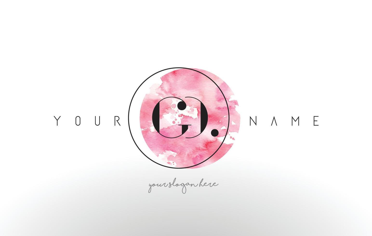 GO Letter Logo Design with Watercolor Circular Brush Stroke. vector