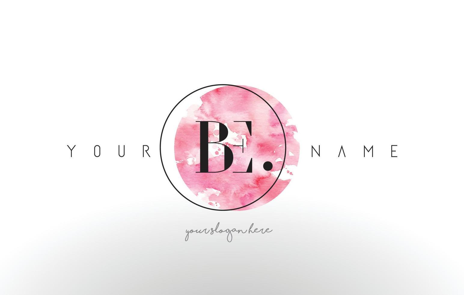 BE Letter Logo Design with Watercolor Circular Brush Stroke. vector