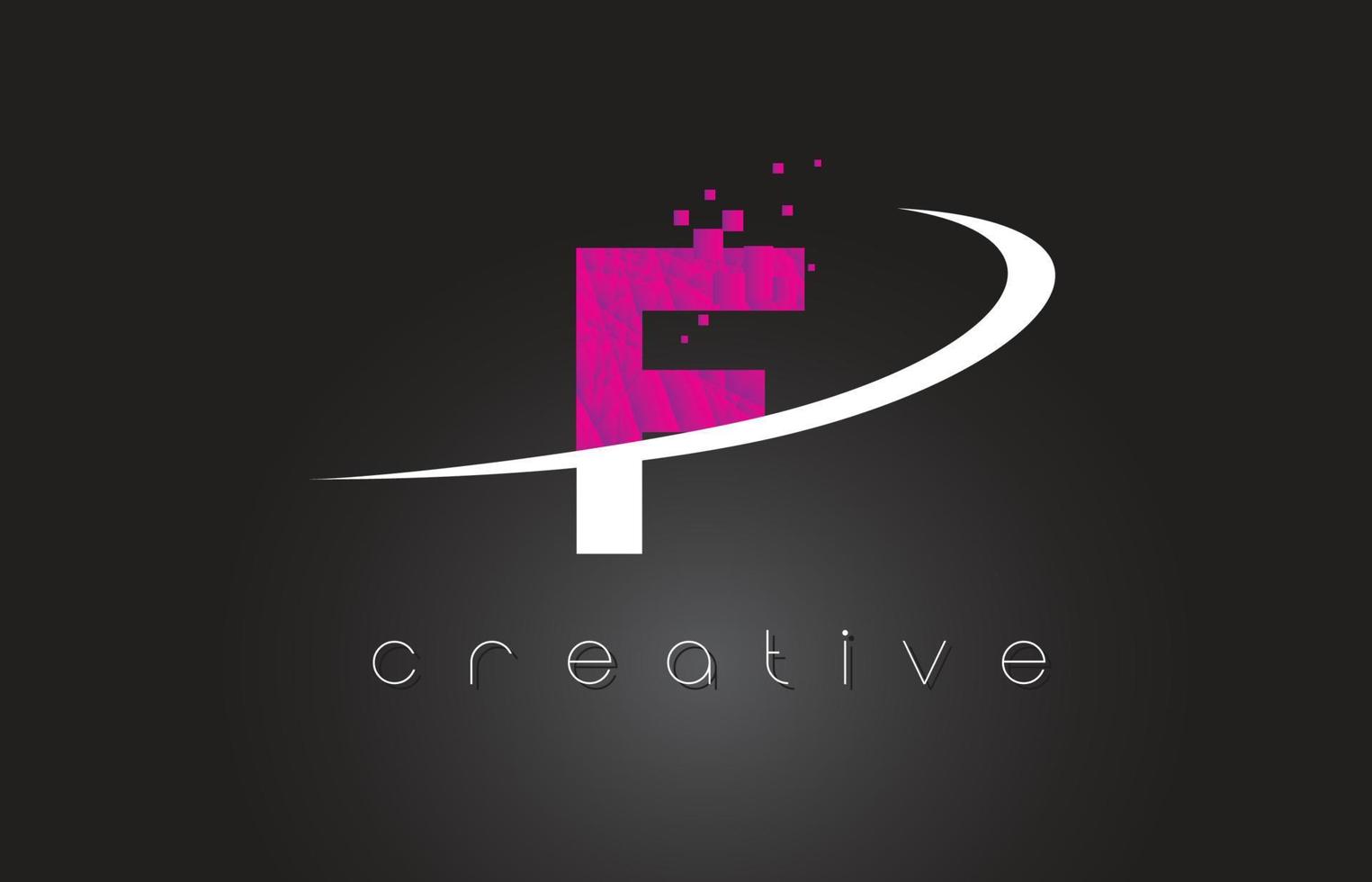 F Creative Letters Design With White Pink Colors vector