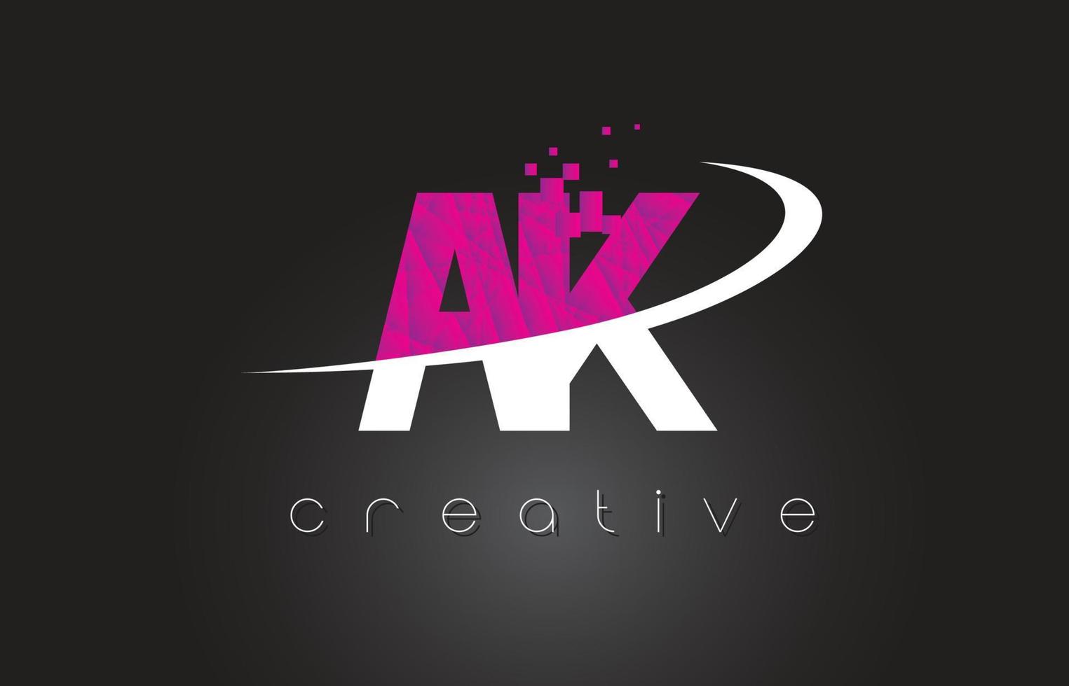 AK A K Creative Letters Design With White Pink Colors vector