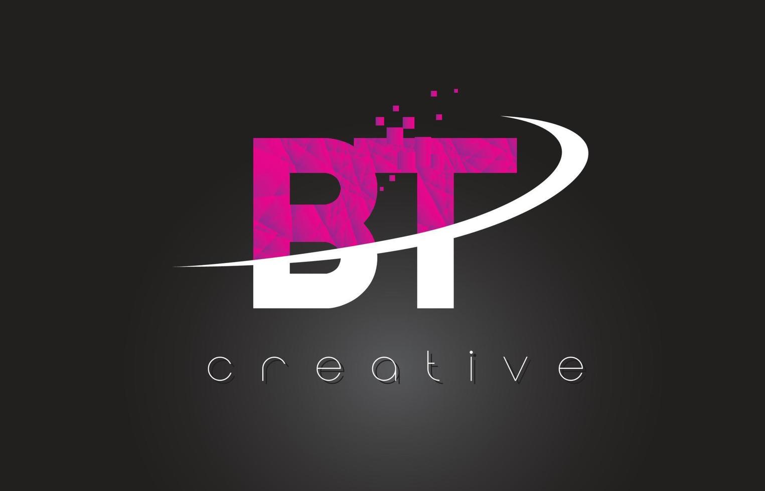 BT B T Creative Letters Design With White Pink Colors vector