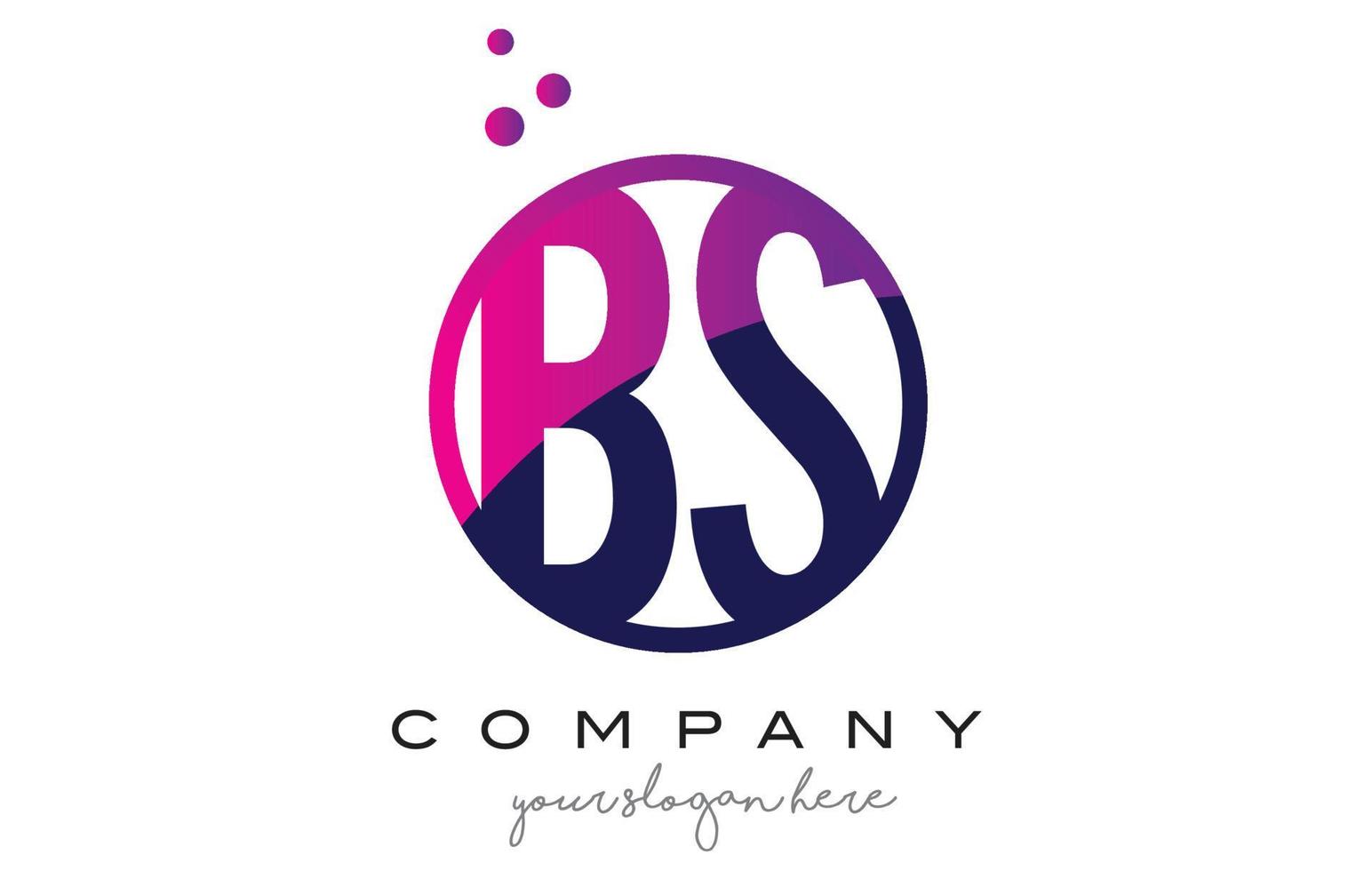 BS B S Circle Letter Logo Design with Purple Dots Bubbles vector