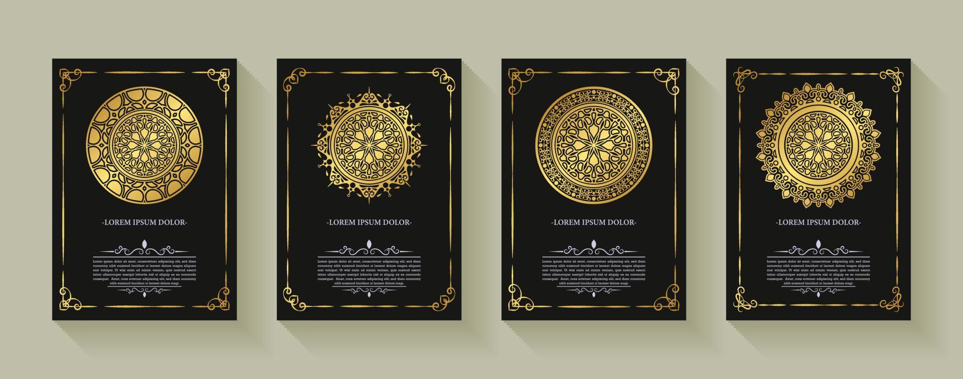 Elegant gold mandala greeting card with ornament pattern design vector