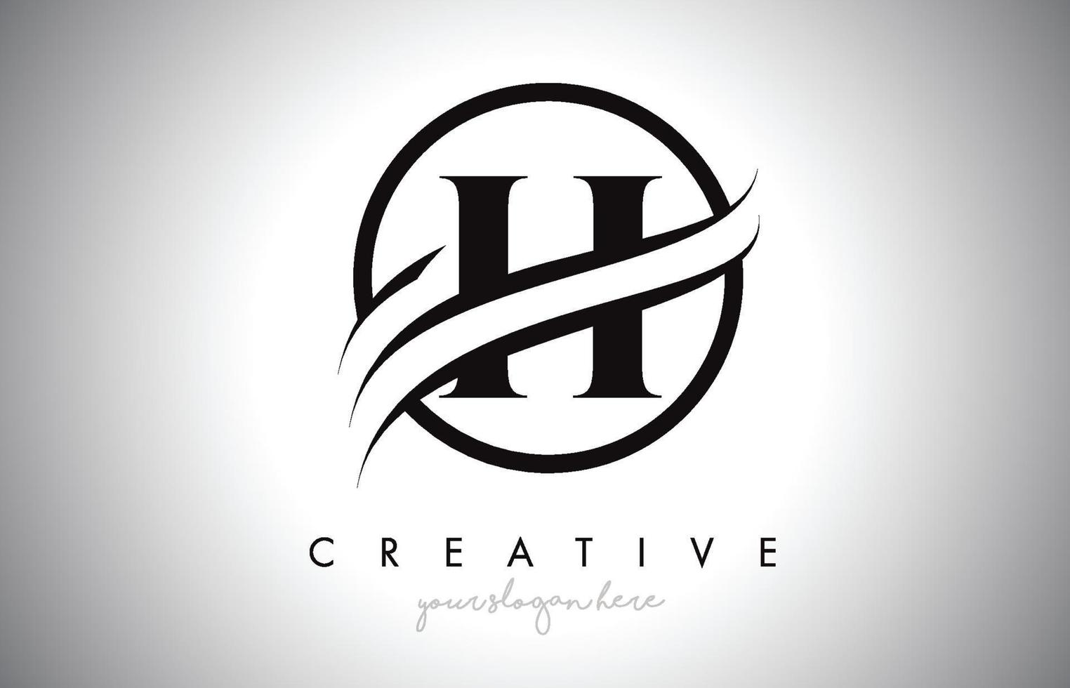 H Letter Logo Design with Circle Swoosh Border and Creative Icon Design. vector