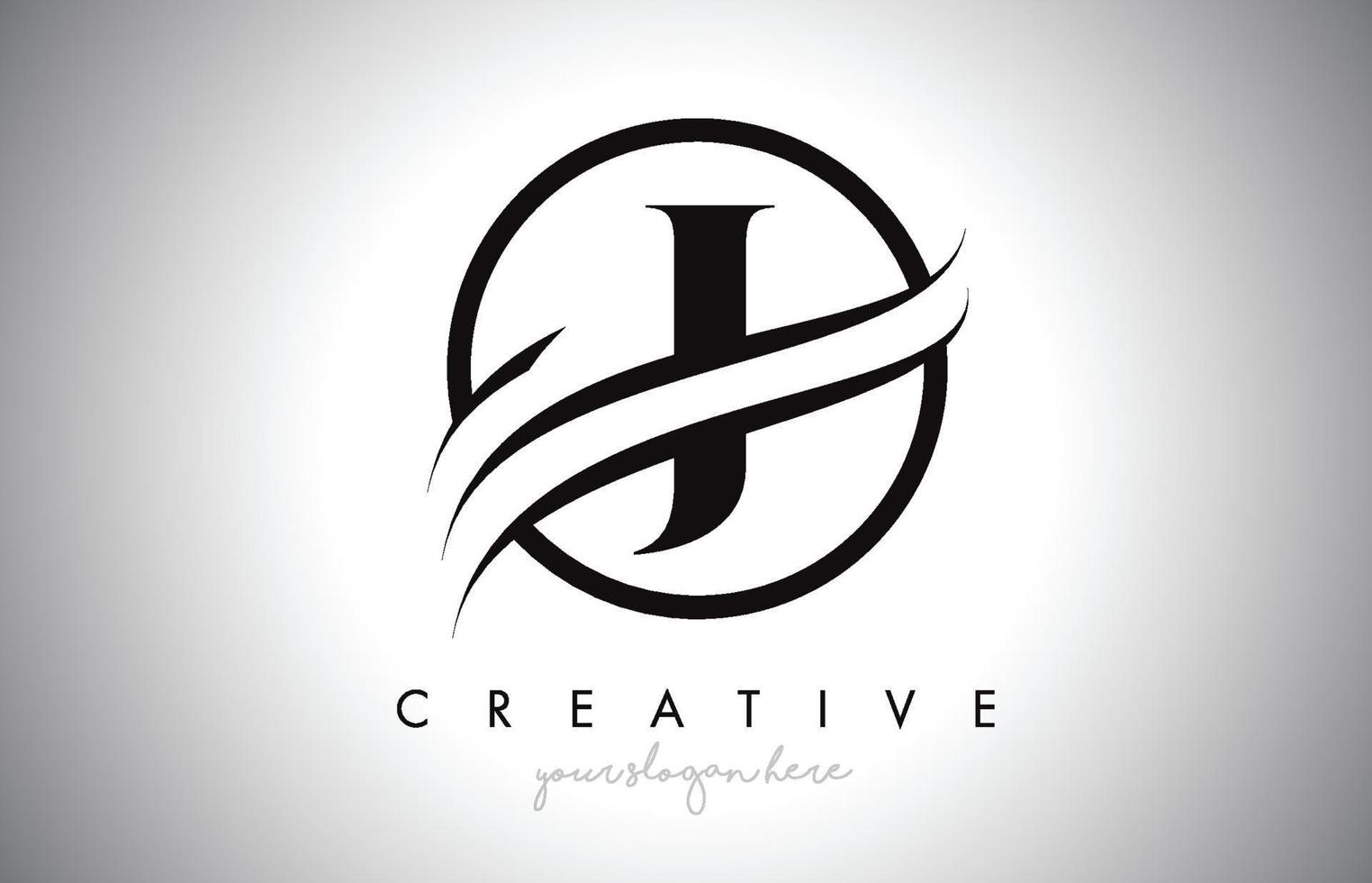 J Letter Logo Design with Circle Swoosh Border and Creative Icon Design. vector