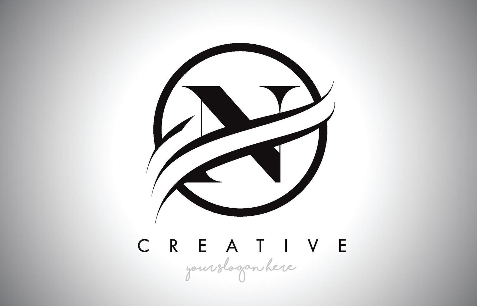 N Letter Logo Design with Circle Swoosh Border and Creative Icon Design. vector