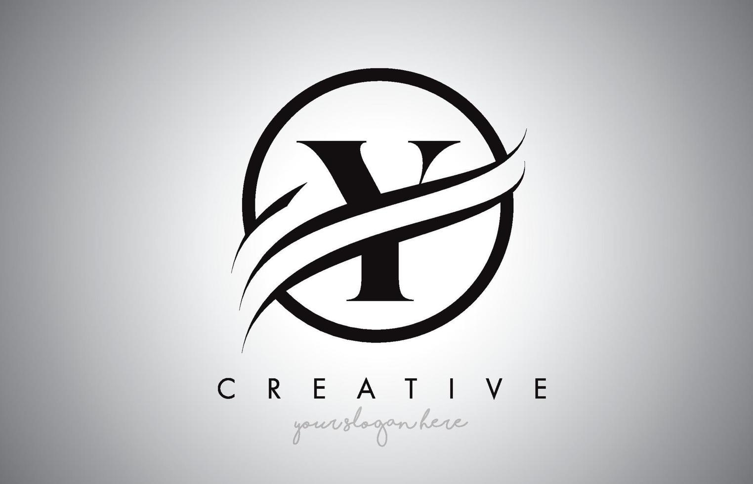 Diseño de logotipo de letra Y con borde circular swoosh y diseño de icono creativo. vector