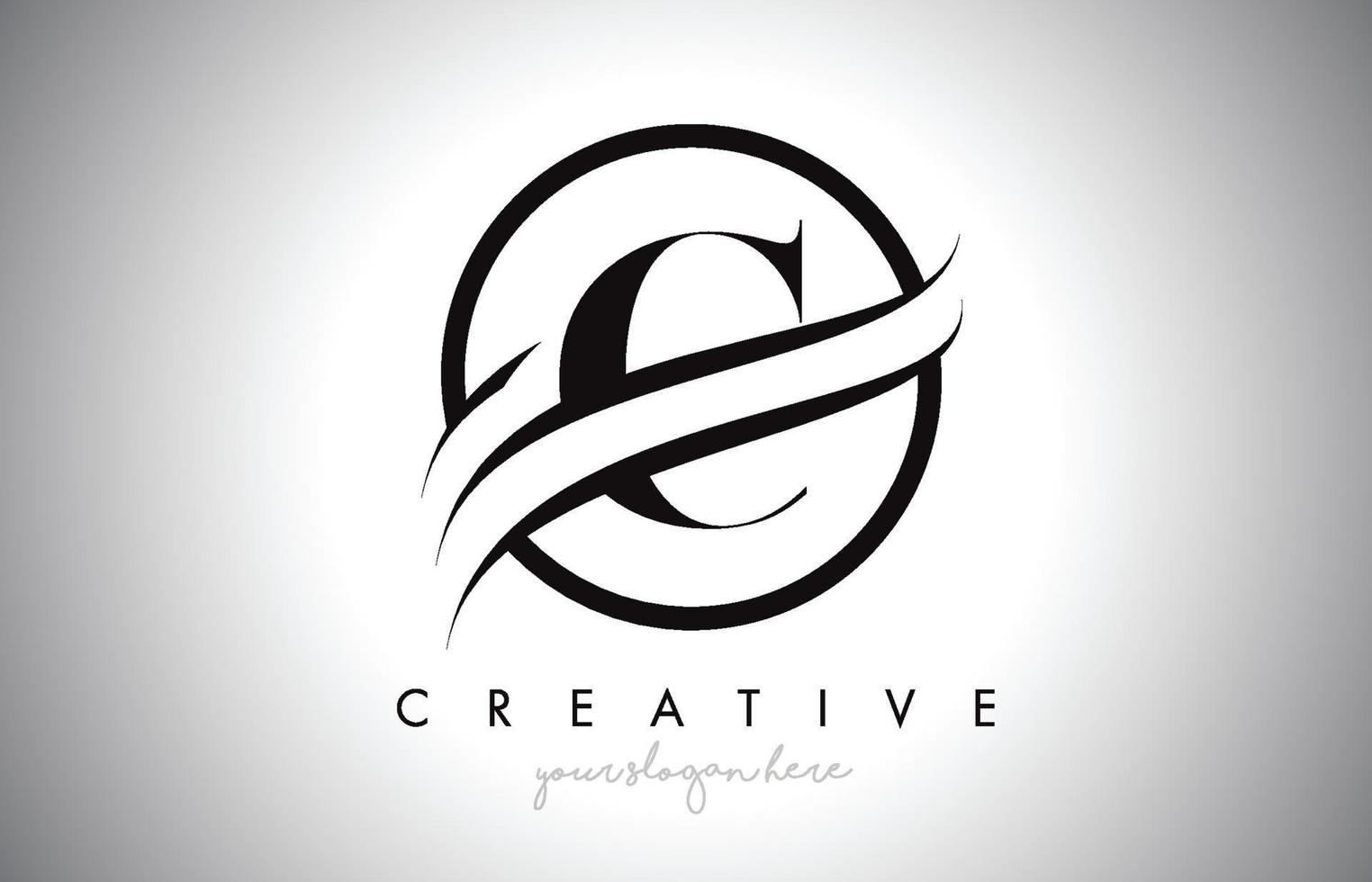 C Letter Logo Design with Circle Swoosh Border and Creative Icon Design. vector