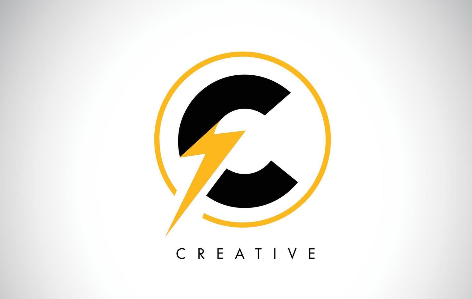 C Letter Logo Design With Lighting Thunder Bolt. Electric Bolt Letter Logo vector