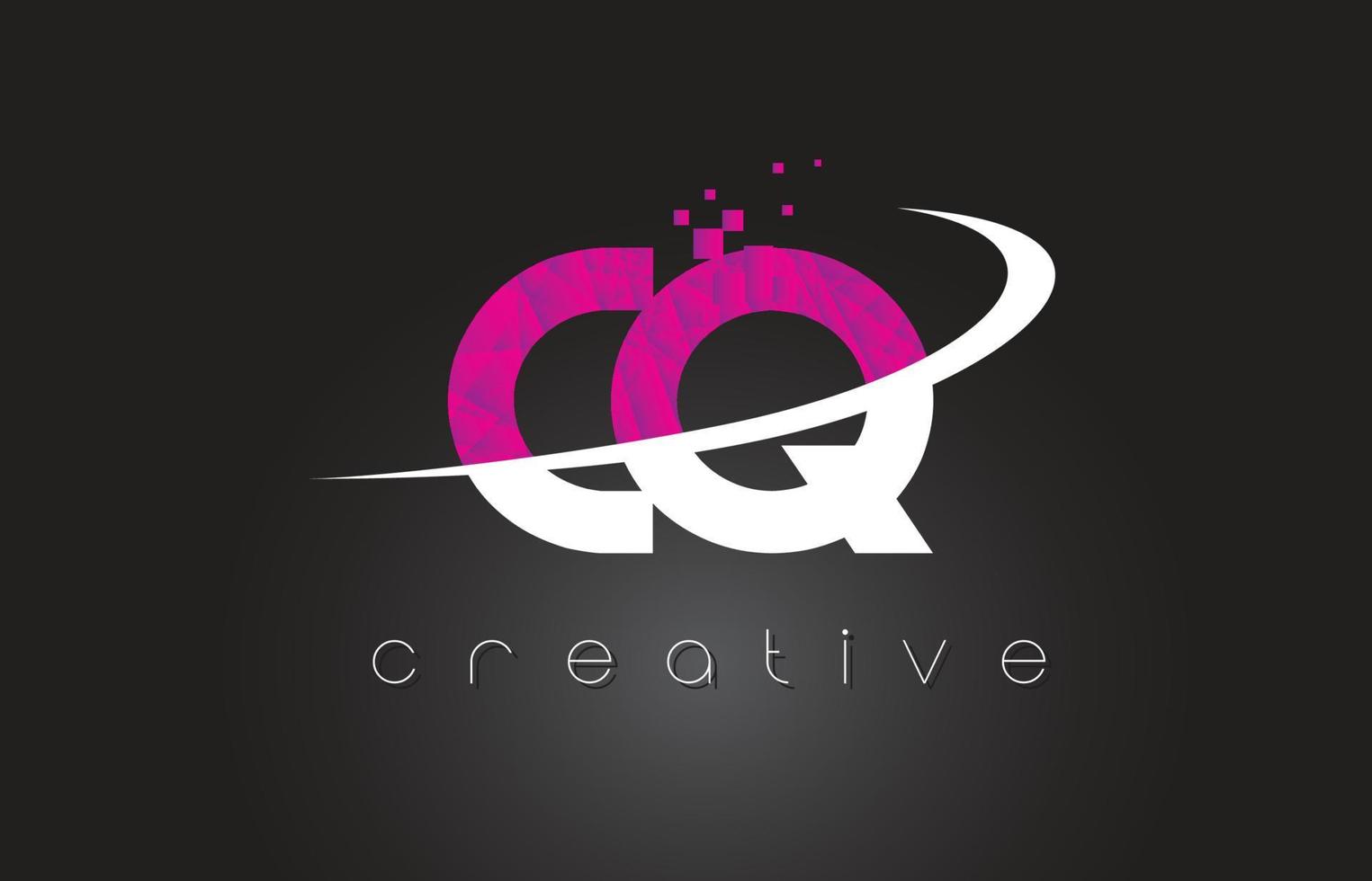 diseño de letras creativas cq cq con colores blanco rosa vector