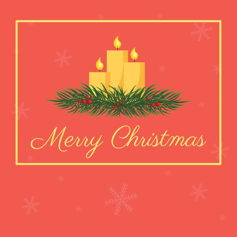 Vector postcard with Christmas candles in a fir branch