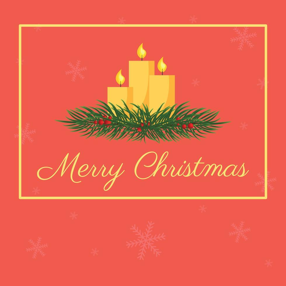 Vector postcard with Christmas candles in a fir branch