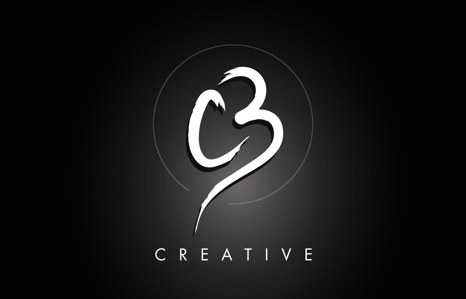 CB C B Brushed Letter Logo Design with Creative Brush Lettering Texture and Hexagonal Shape vector