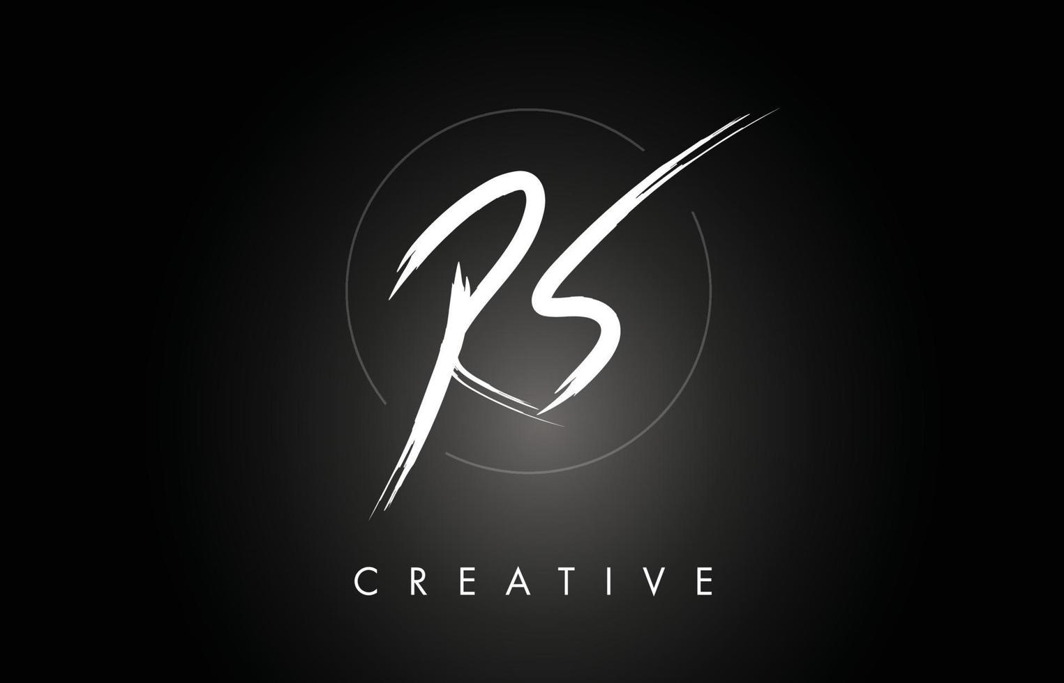 rs rs diseño de logotipo de letra cepillada con textura de letras de pincel creativo y forma hexagonal vector