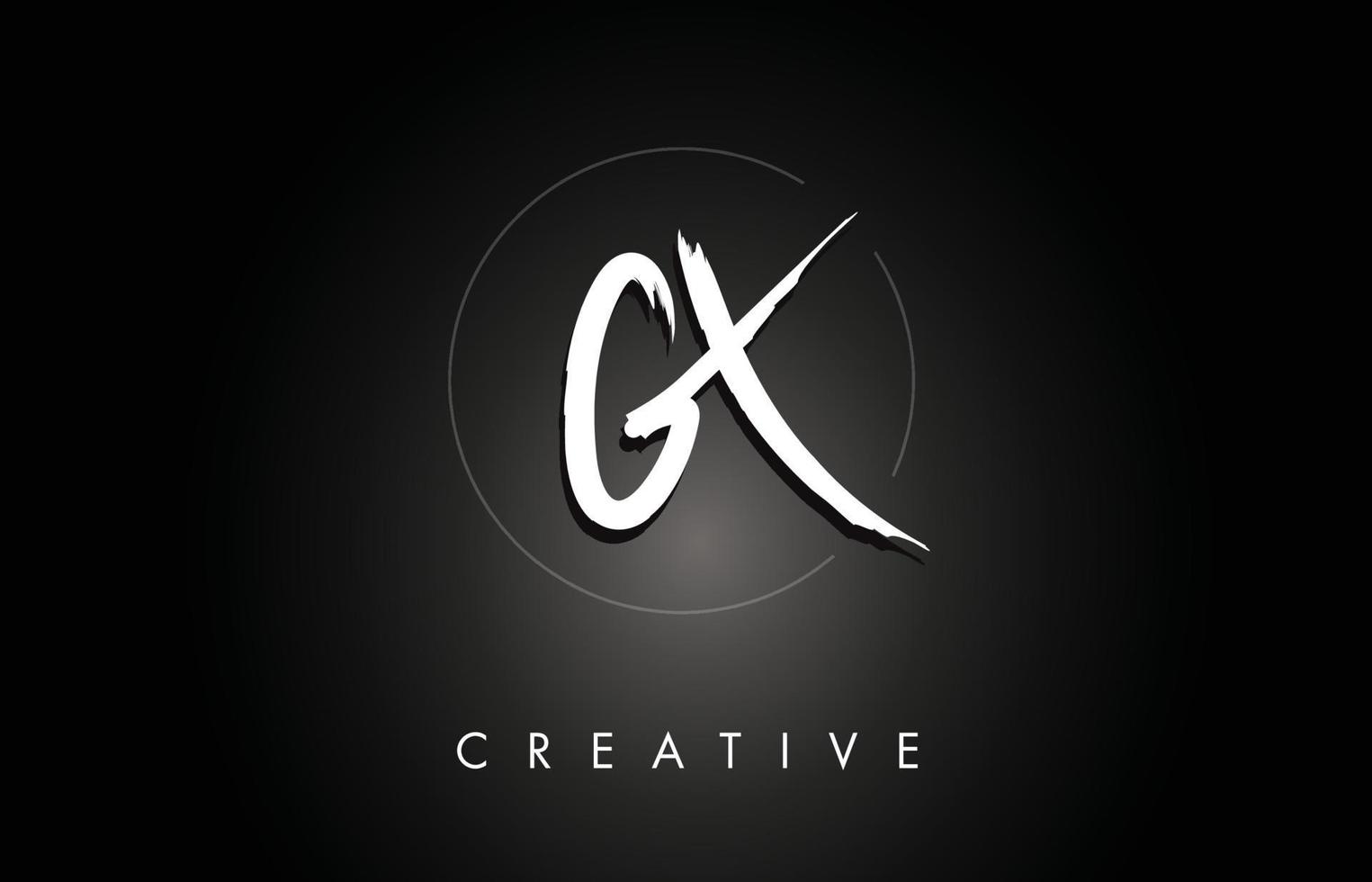 GX G X Brushed Letter Logo Design with Creative Brush Lettering Texture and Hexagonal Shape vector
