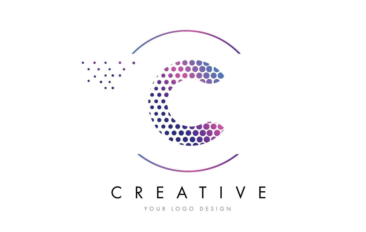C Pink Magenta Dotted Bubble Letter Logo Design Vector