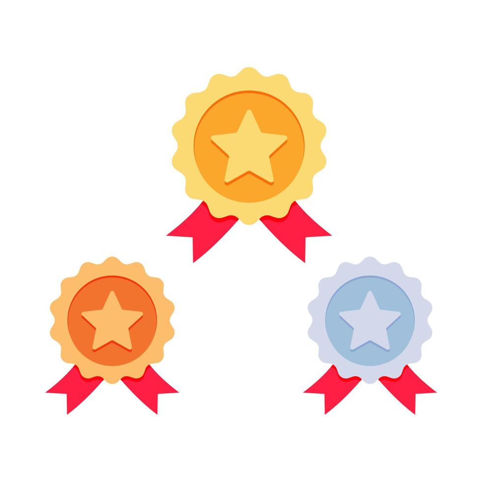 Trophy with ribbon. Medal- gold, silver, bronze. 1st, 2nd and 3rd place. vector