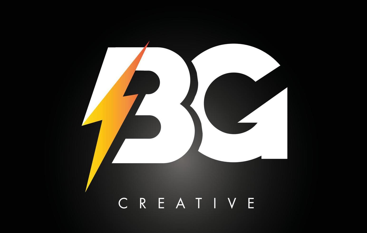 Diseño de logotipo de letra bg con perno de trueno de iluminación. logotipo de letra de perno eléctrico vector