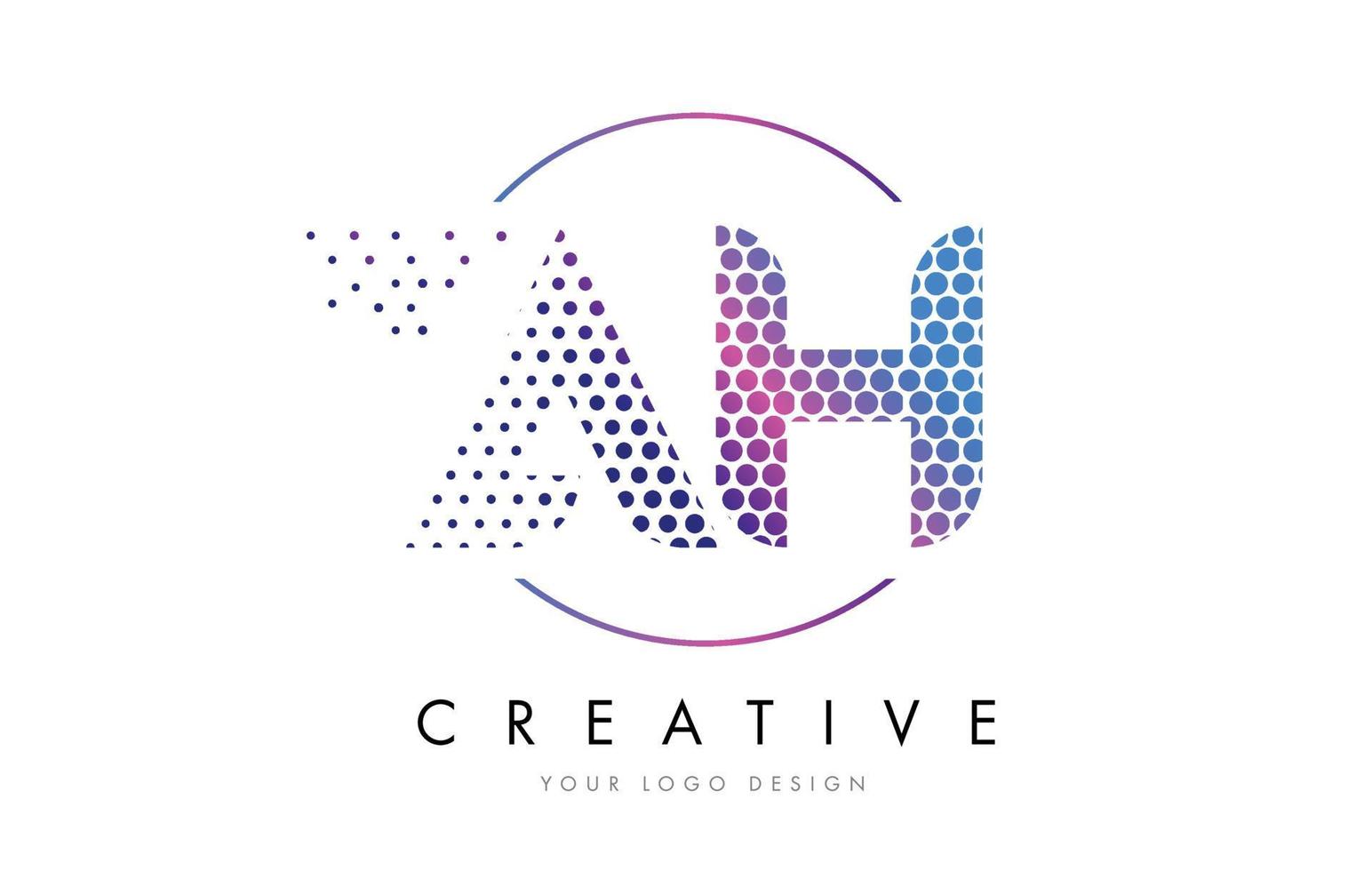 AH A H Pink Magenta Dotted Bubble Letter Logo Design Vector
