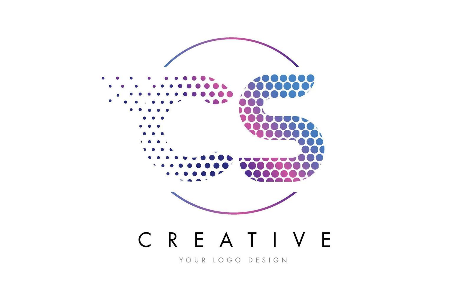 CS C S Pink Magenta Dotted Bubble Letter Logo Design Vector